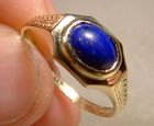 10K Yellow Gold Lapis Lazuli Cabochon Ring 1910-20 - Size 7