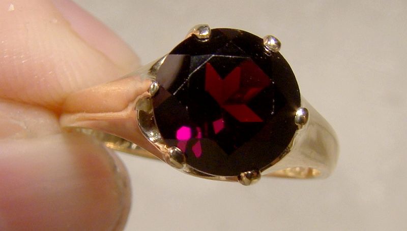 14K Rose Gold Garnet Solitaire Ring 1910-20 - Size 6-3/4