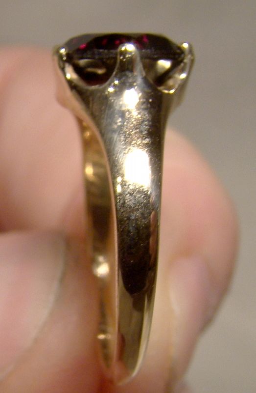 14K Rose Gold Garnet Solitaire Ring 1910-20 - Size 6-3/4