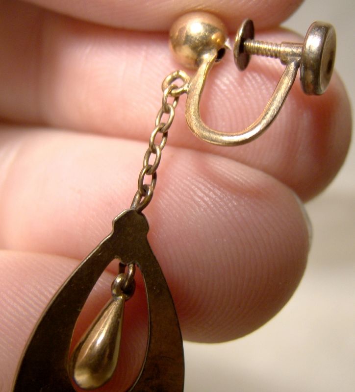 Victorian Rolled Gold Plate Dangle Drop Earrings 1890s