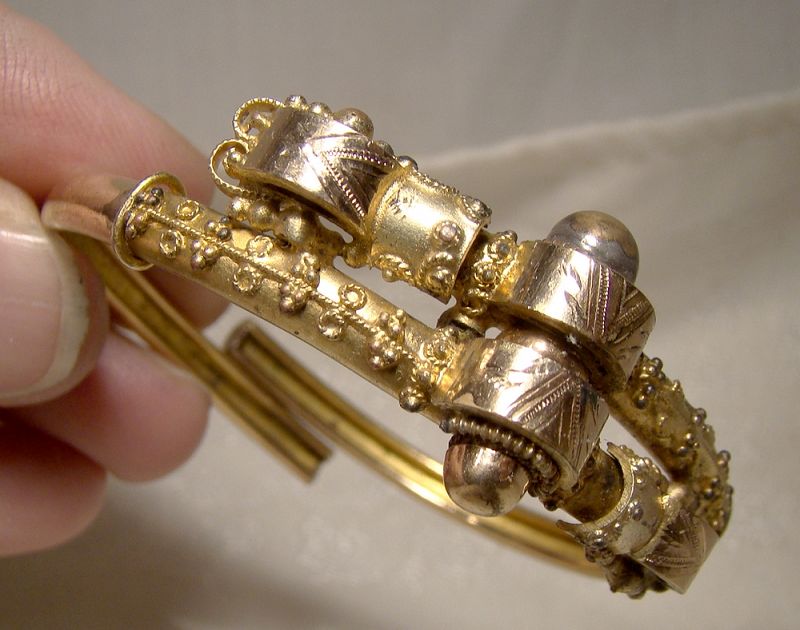 Ornate Victorian Rolled Gold Plate Aesthetic Clamper Bangle Bracelet