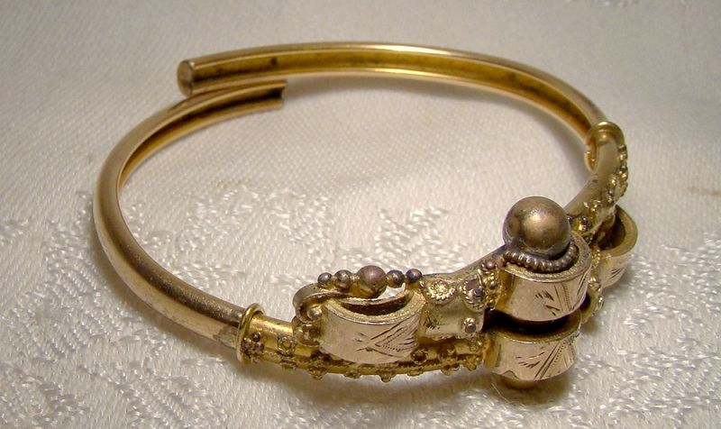 Ornate Victorian Rolled Gold Plate Aesthetic Clamper Bangle Bracelet