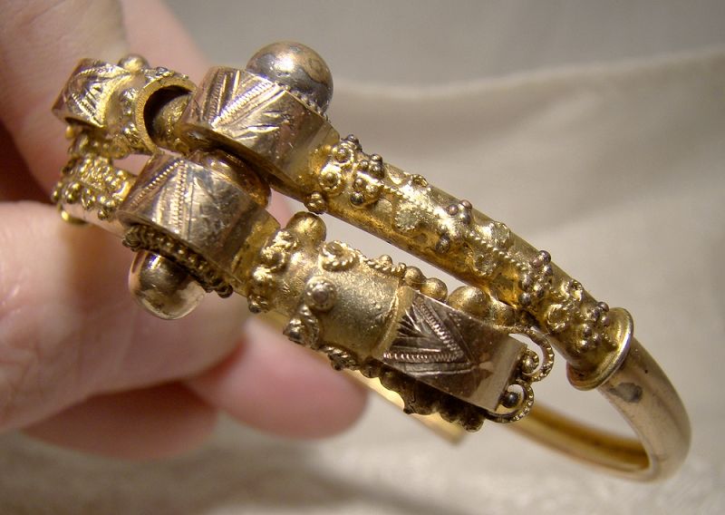 Ornate Victorian Rolled Gold Plate Aesthetic Clamper Bangle Bracelet