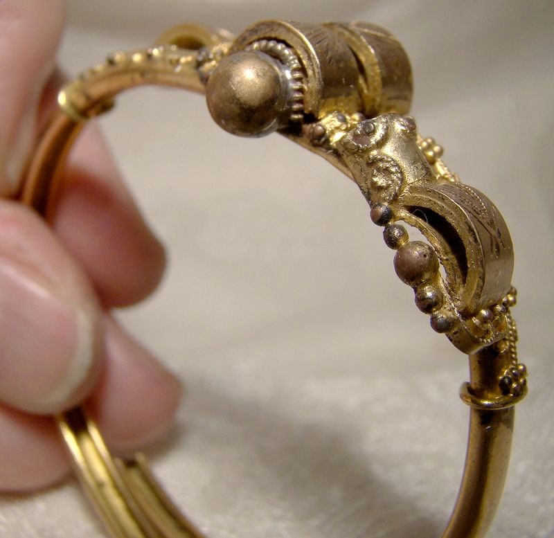 Ornate Victorian Rolled Gold Plate Aesthetic Clamper Bangle Bracelet