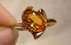 10K Yellow Gold Deep Yellow Sapphire Ring 1950s - Size 5-1/2