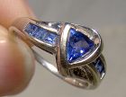 10k White Gold Blue Sapphires Ring 1990s - Size 7