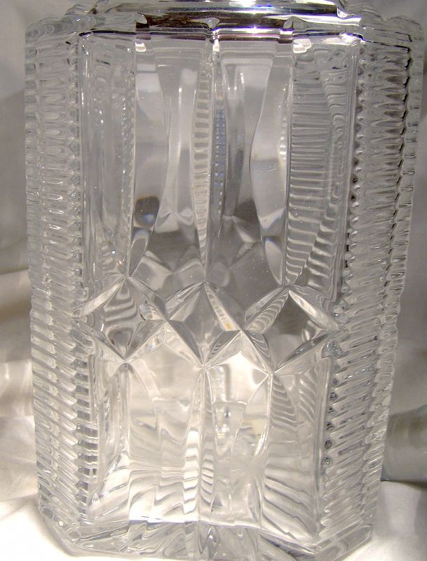 Pair English Heavy Crystal Sterl. Silver Topped Liquor Decanters 1963