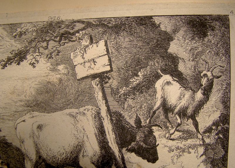 Joseph Wagner Framed Alpine Goats Engraving (1706-1780)