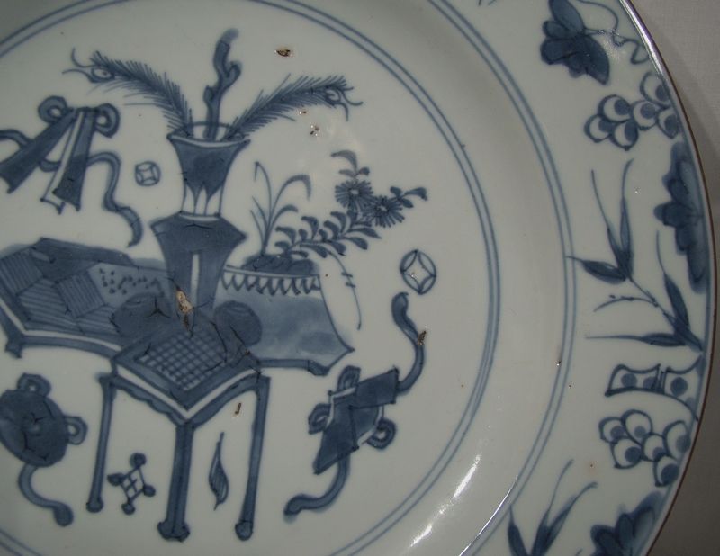 Pair Qing Dynasty Chinese Blue and White Deep Plates 1730-1795
