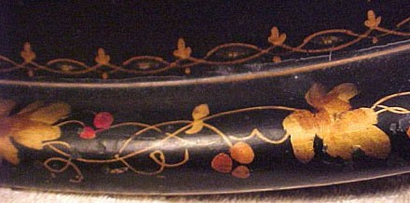 19th c. HAND PAINTED TOLEWARE LARGE TRAY