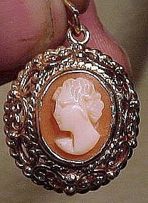 Large ORNATE 14K TWO CAMEO PENDANT CHARM