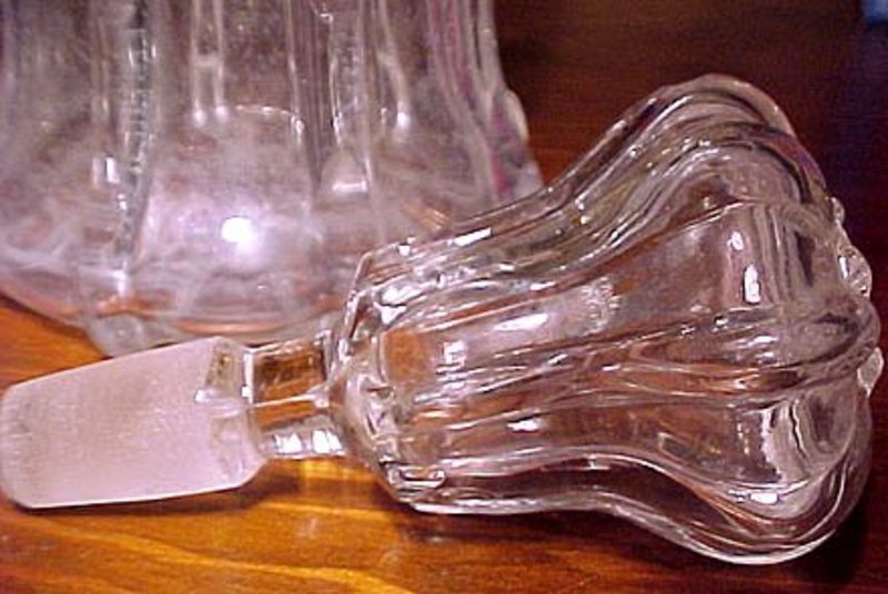 Pr. Early Victorian BLOWN and CUT GLASS DECANTERS c1850