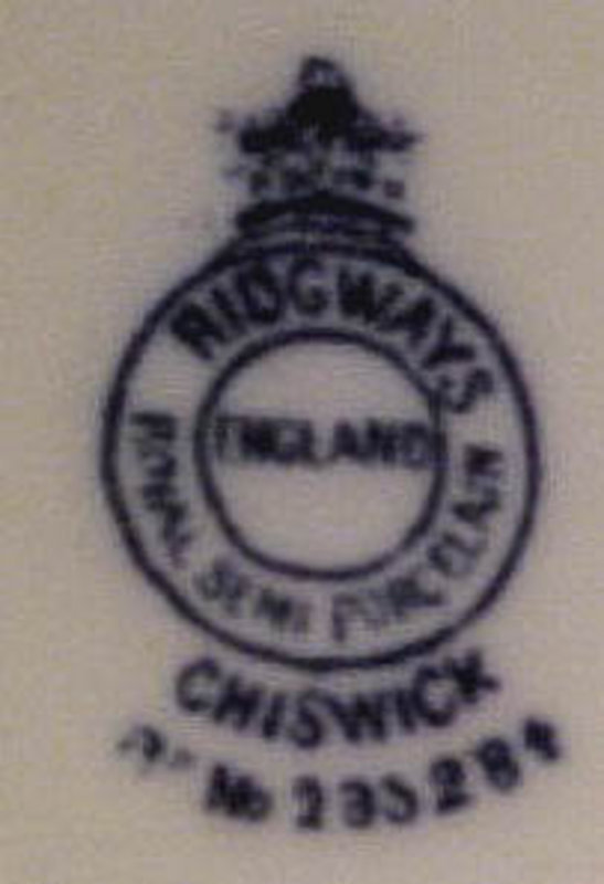 Ridgways CHISWICK FLOW BLUE SAUCE TUREEN 1894