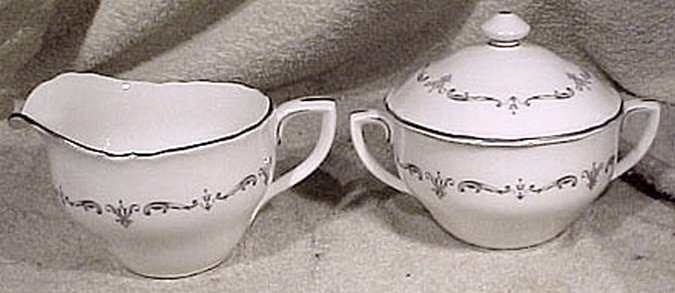 Royal Worcester Silver Chantilly Creamer & Covered Sugar Bowl Set