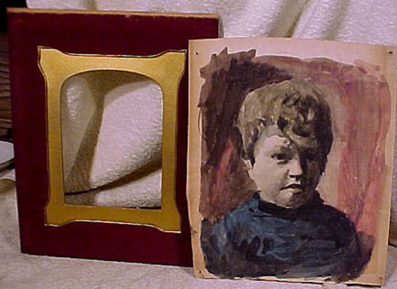 19thC FRAMED WATERCOLOUR PICTURE of CHILD 1860-80