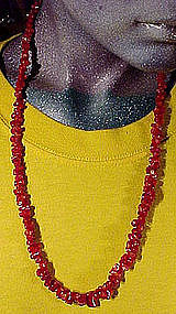 Deep RED Branch CORAL 24-3/4" NECKLACE with 14K Clasp