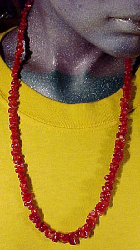 Deep RED Branch CORAL 24-3/4&quot; NECKLACE with 14K Clasp