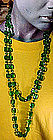 GREEN MOLDED CRYSTAL FLAPPER NECKLACE c1920s