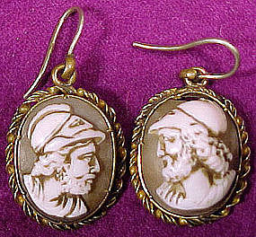 Early 19thC Neoclassic SHELL CAMEO EARRINGS