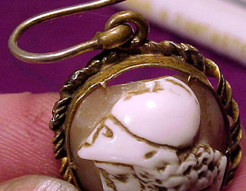 Early 19thC Neoclassic SHELL CAMEO EARRINGS