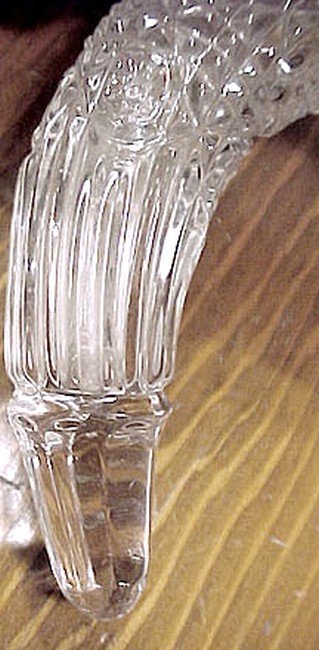 Pair PRESSED GLASS HORN EPERGNE or CAR FLOWER VASES 1910