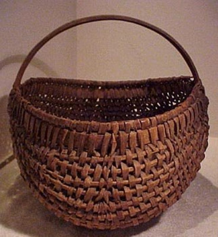 Fine Early Canadian East Coast Native ASH SPLINT MARKET BASKET 1900