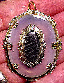 Fine 10K AGATE HAIR PENDANT C1860-80