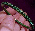 Art Deco GREEN CELLULOID & RHINESTONE BANGLE 1930