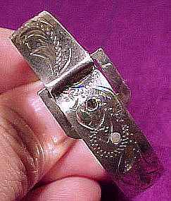 Vintage ENGRAVED STERLING BUCKLE BABY/CHILD BANGLE