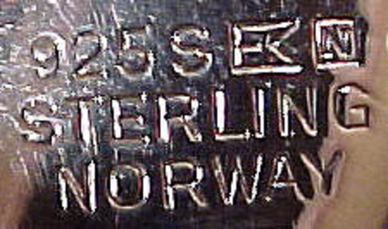 NORWAY STERLING Silver Blue ENAMEL Brooch PIN 1960s Einar Modahl