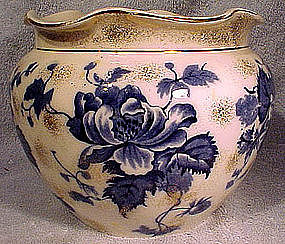 English BLUE TRANSFERWARE CHINA JARDINIERE c1880s