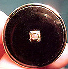 Victorian 14K ONYX & PEARL ROUND BROOCH 1880s