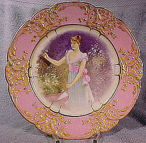 SEVRES Style Hand Painted PORTRAIT PLATE 19thC Signed Amblet