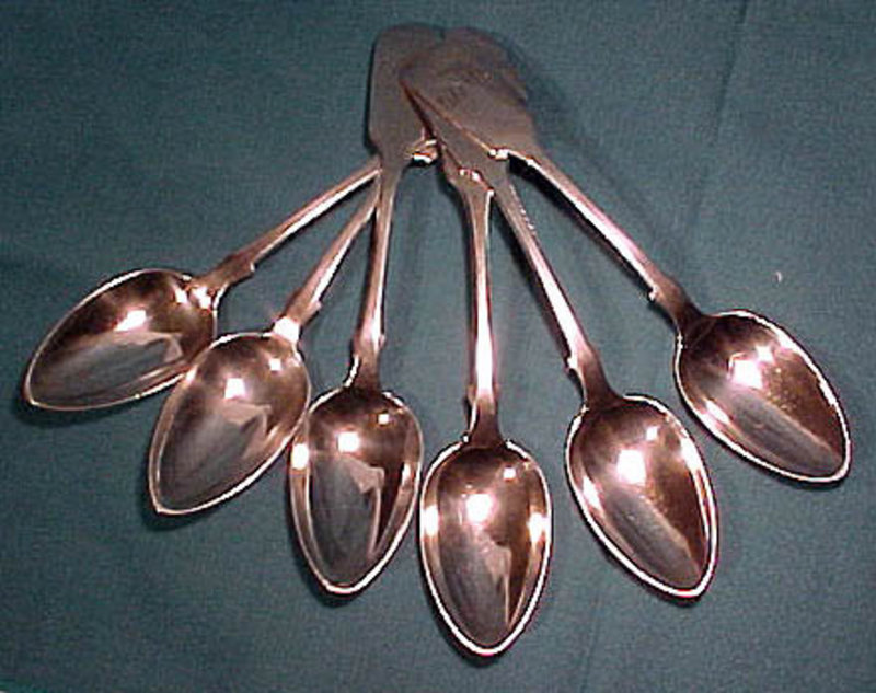 Set of 6 JAMES ELLIS TORONTO Sterling TEASPOONS c1860s