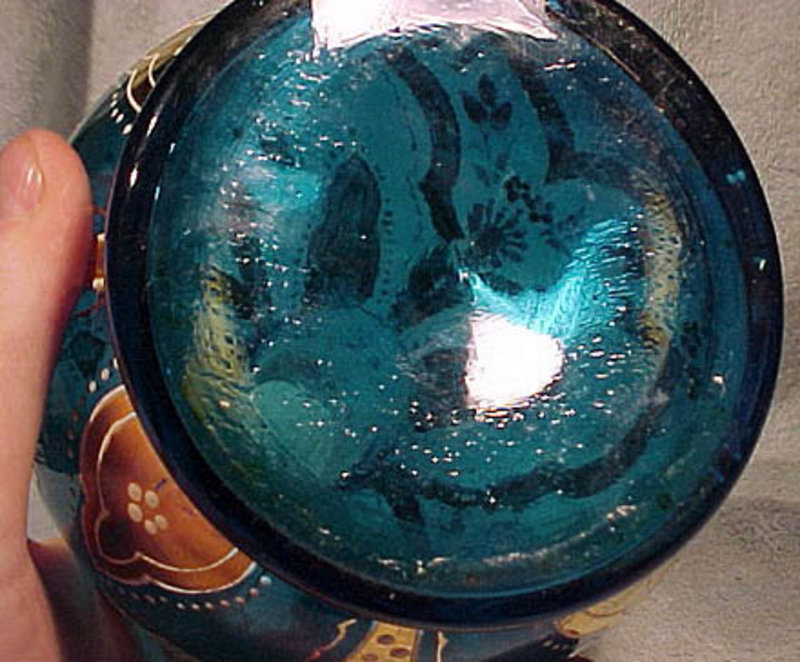 BOHEMIAN ELECTRIC BLUE ENAMELLED GLASS VASE 1890