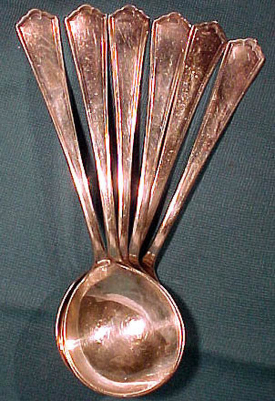 6 Wallace HUDSON SP BOUILLON SOUP SPOONS c1917