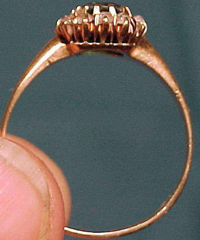 Georgian 14K GLASS EMERALD &amp; DIAMONDS RING 1780-1800