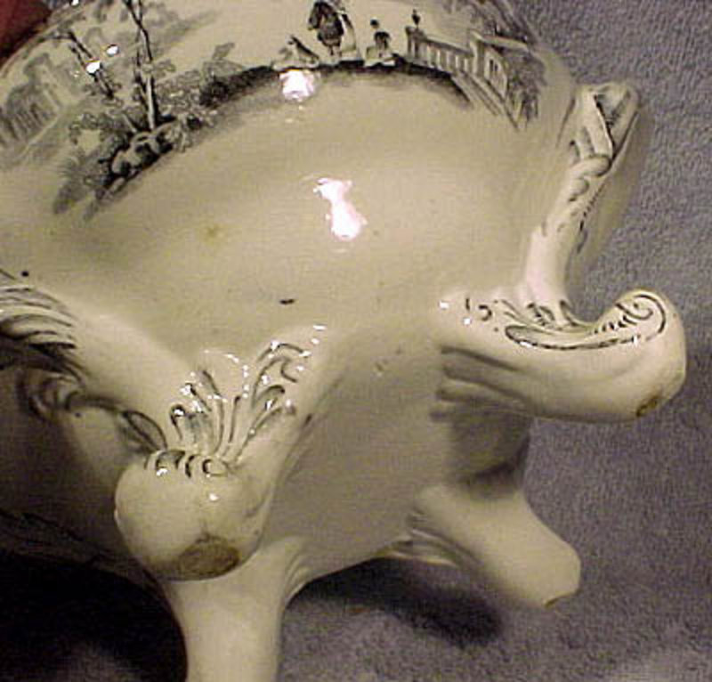 GRAY TRANSFER COVERED SAUCE DISH 1830-1850