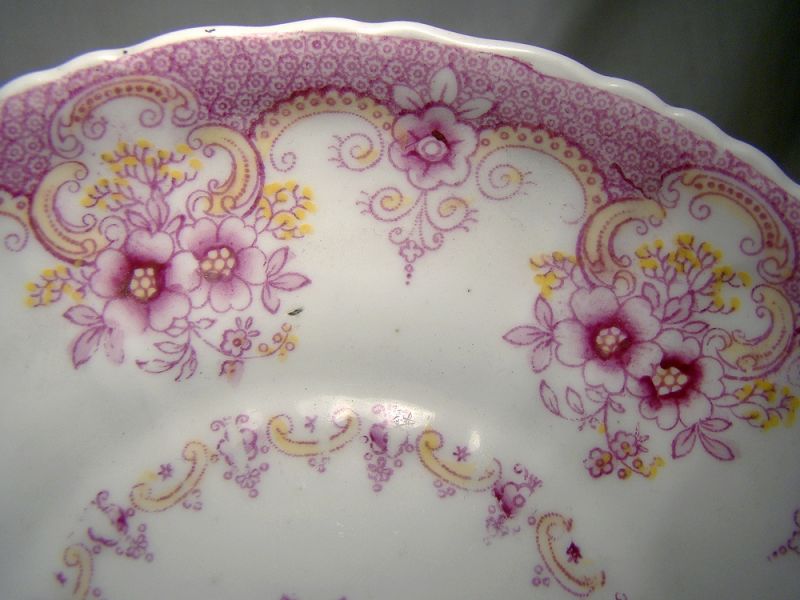 Early MAGENTA TRANSFER CUP &amp; SAUCER 1830s-1850s