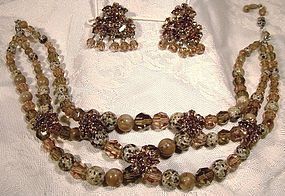 Christian DIOR Glass Rhinestone Necklace Earrings Set 1958 1959