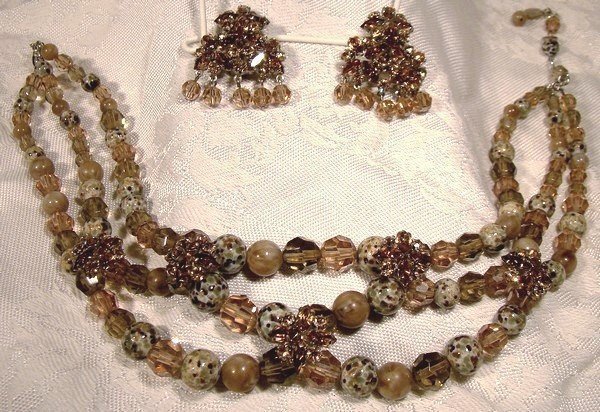 Christian DIOR Glass Rhinestone Necklace Earrings Set 1958 1959
