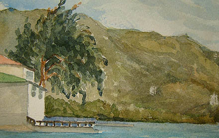 GEORGE CULLEY CANADA WATERCOLOUR PAINTING - House on Lake