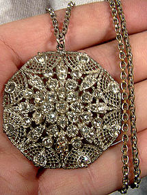 Edwardian FILIGREE PASTE RHINESTONE NECKLACE c1910