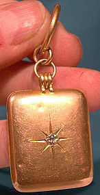 14K LOCKET FOB w/ DIAMOND Grand Trunk Railroad c1910