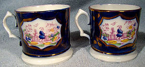 Pair 19thC GAUDY WELSH CANNS or MUGS 1820 1850