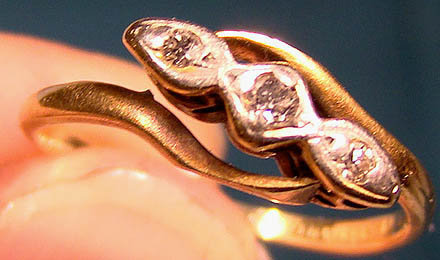 Edwardian 18K Yellow Gold &amp; PLATINUM DIAMONDS RING 1910