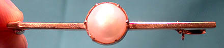 Edwardian 9K ROSE GOLD MABE PEARL BAR PIN 1900-10