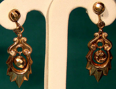 Victorian 12K ROSE GOLD DROP EARRINGS 1900