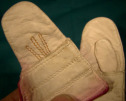 Pair MINIATURE HAND-MADE KID LEATHER GAUNTLETS c1900