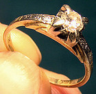 Art Deco 14K & 18K DIAMOND SOLITAIRE RING 1920s